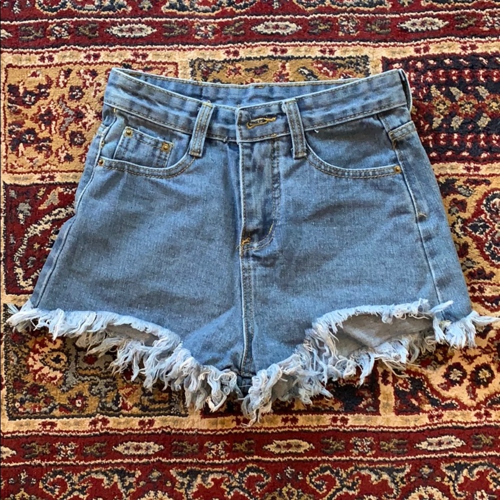 High waisted jean shorts